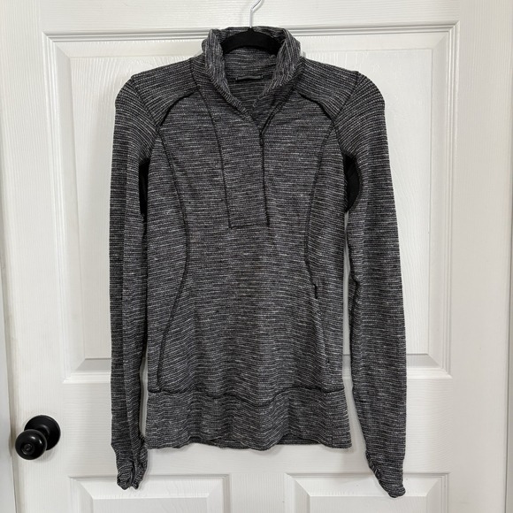 lululemon athletica Sweaters - Lululemon Think Fast Dark Gray Sweater Pullover Zip Size 2 / XS Quarter Zip